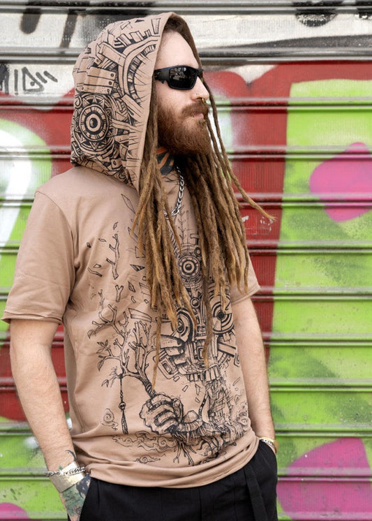 WOOD SPIRIT Hooded T-Shirt In Moka