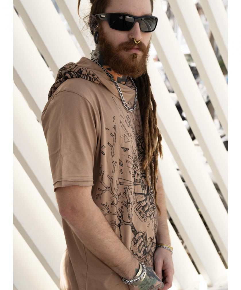 WOOD SPIRIT Hooded T-Shirt In Moka