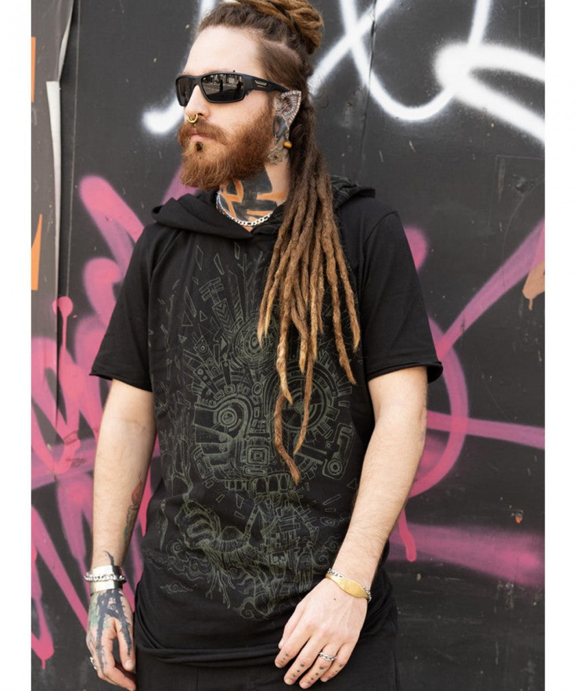 WOOD SPIRIT Hooded T-Shirt In Black