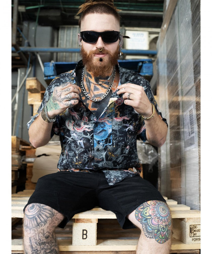ACIDRENESSANNSE UNISEX Short Sleeve Botton Shirt