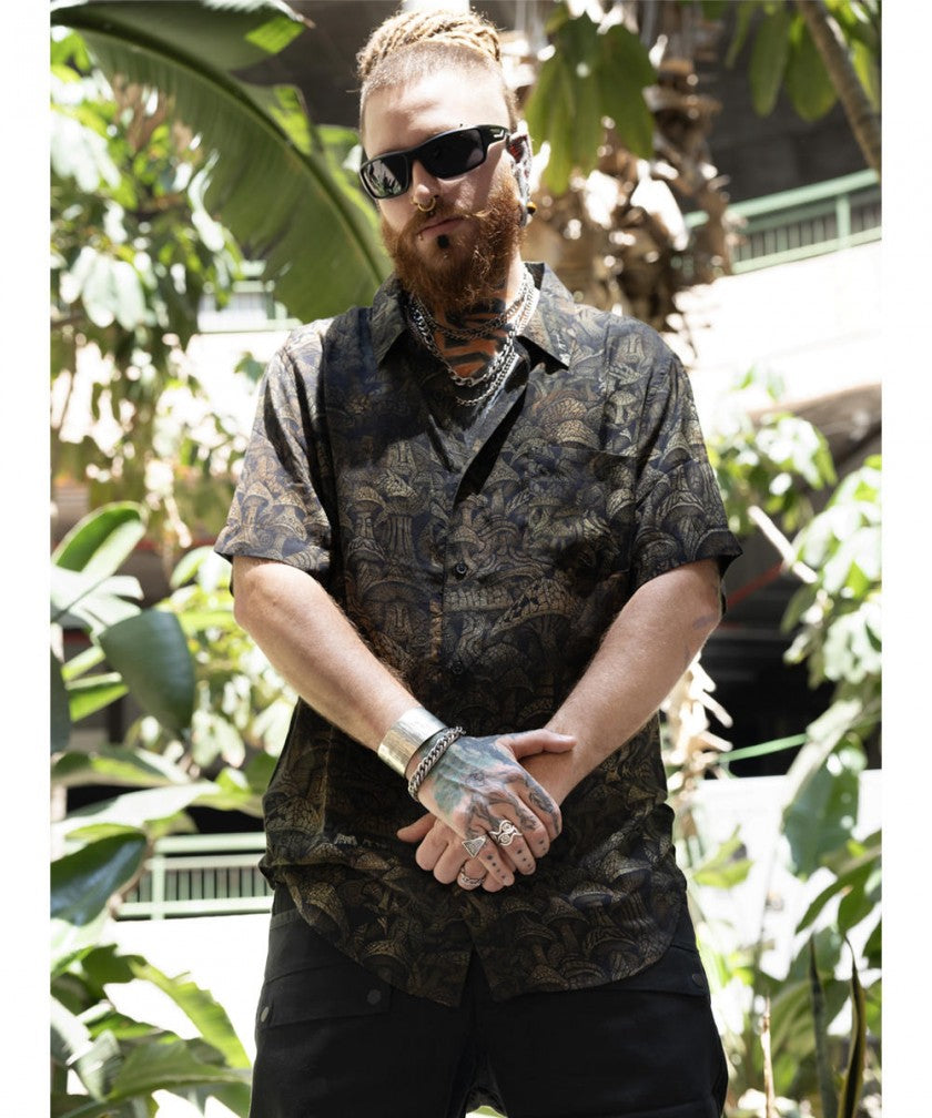 DEEP FOREST Short Sleeve Botton Shirt