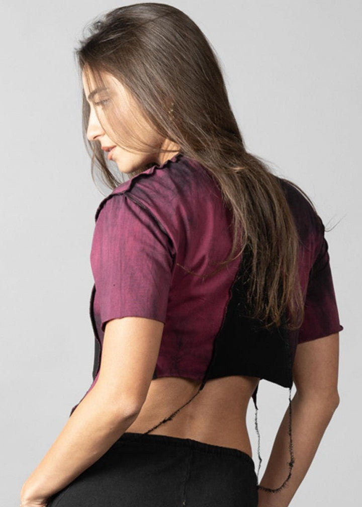 SONIC Bordeaux/Black Stitch Crop Top