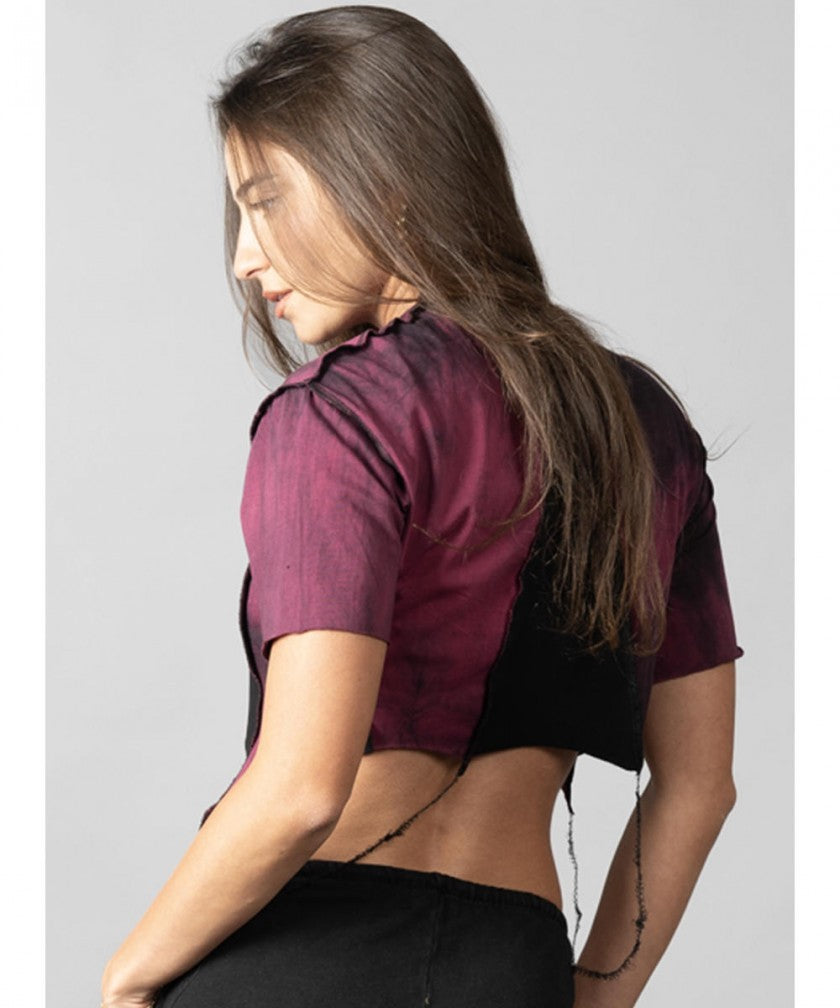 SONIC BORDEAUX-BLACK STITCH Crop Top