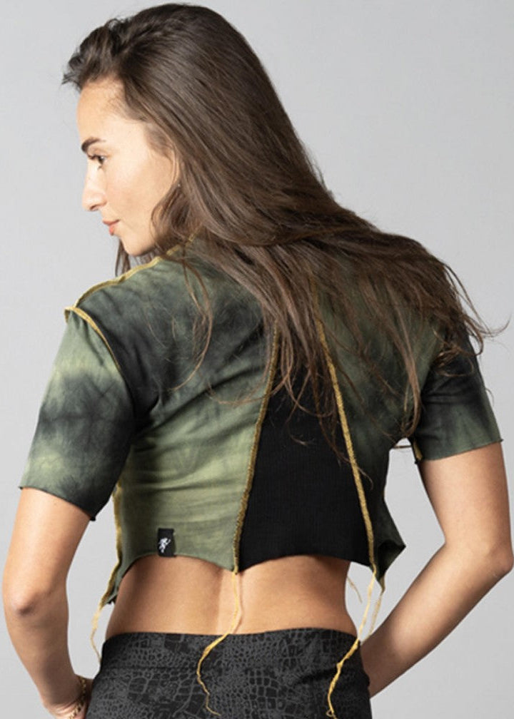 SONIC Green & Yellow Stitch Crop