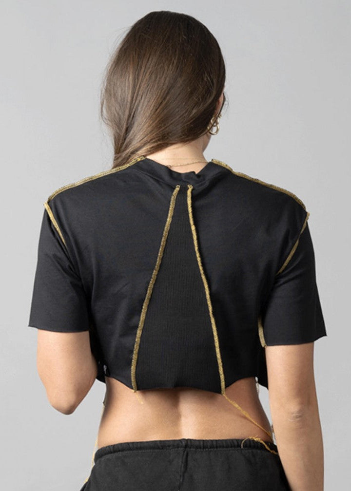 SONIC Yellow/Black Stitch Crop