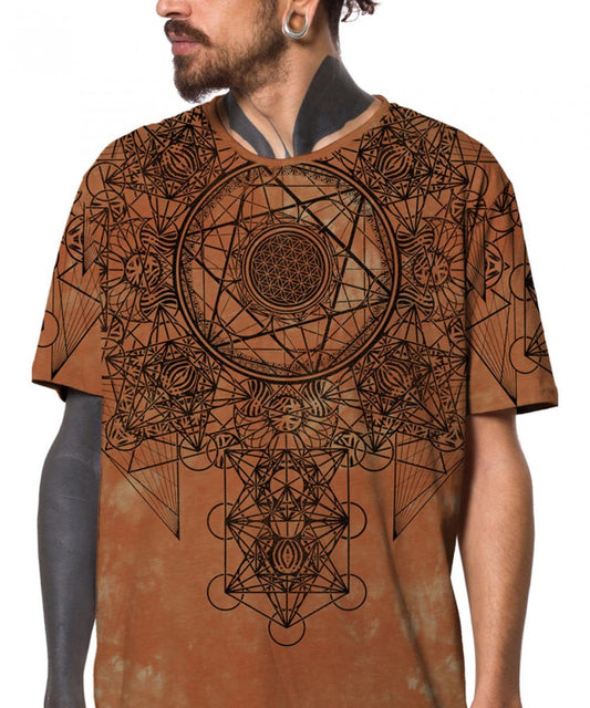 GRID THEORY T-Shirt In Orange Tie-Dye