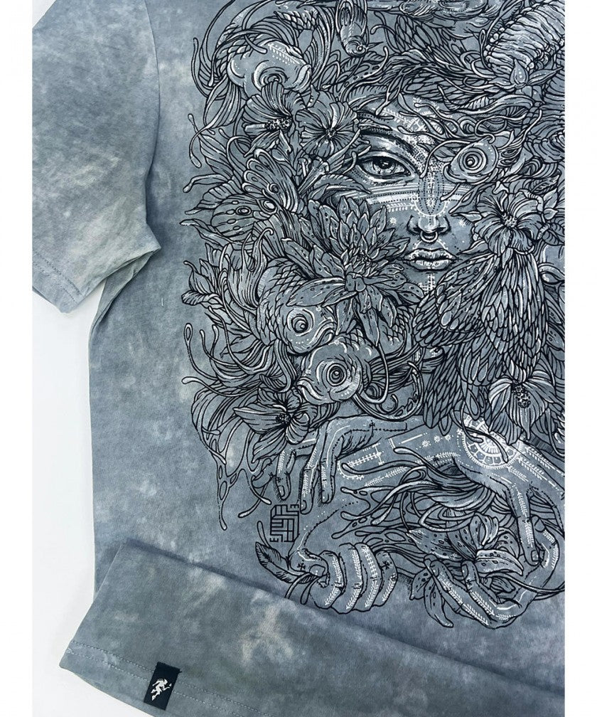 MUSHI MASTER T-Shirt In Tie Dye Grey