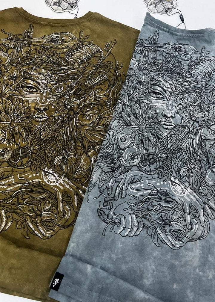 MUSHI MASTER T-Shirt In Tie Dye Grey