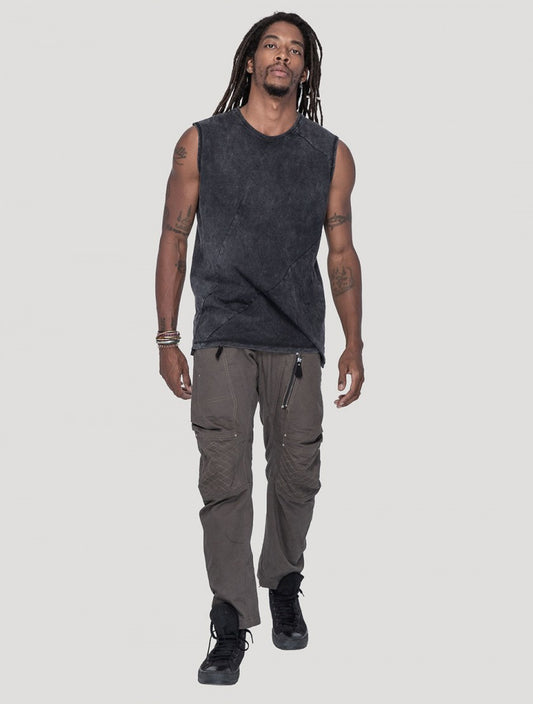 FASTBACK Sleeveless Tee In Washed Black