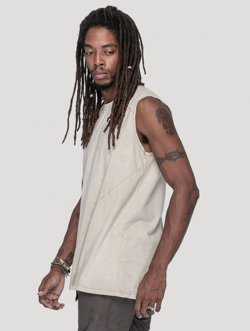 FASTBACK Sleeveless Tee In Washed Bone