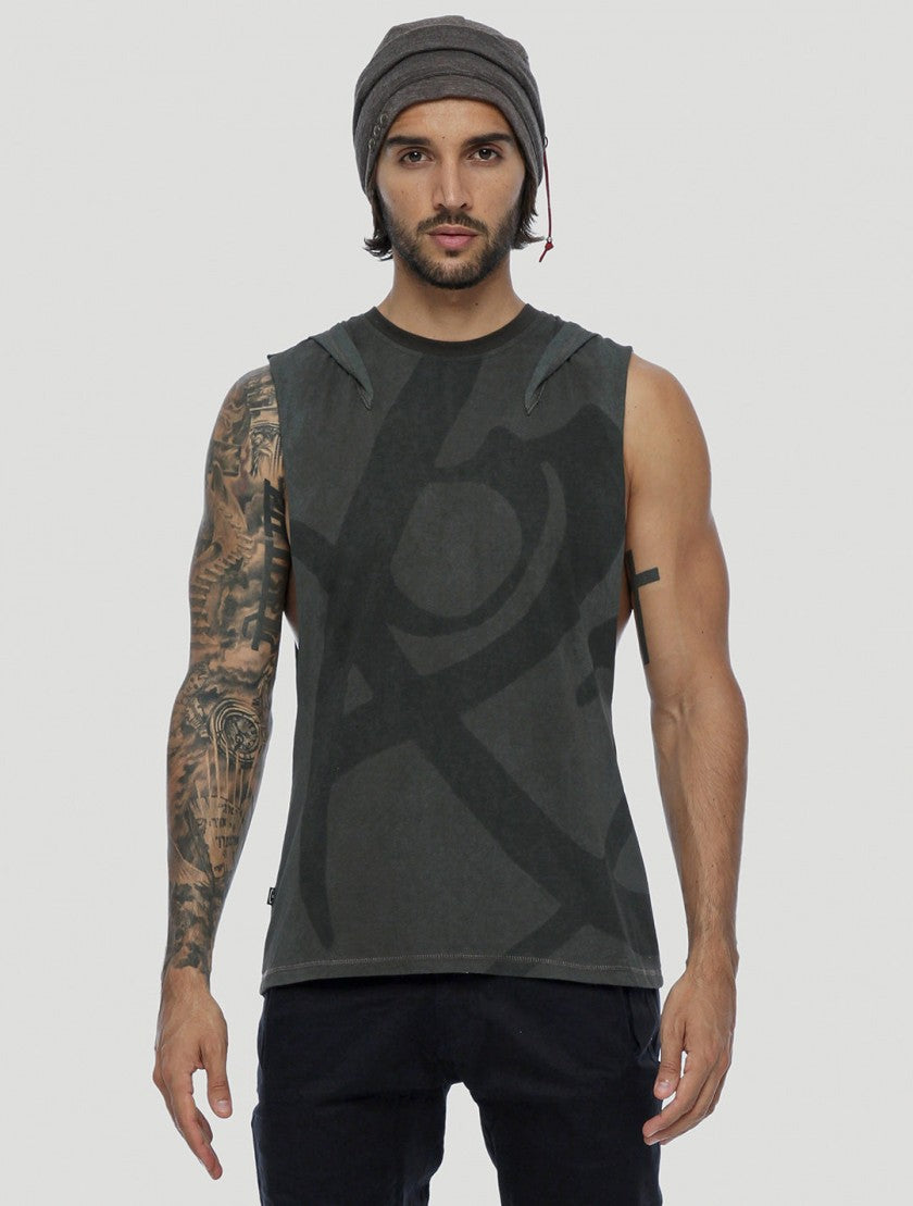FEARLESS Hoodie Sleeveless Tee In Smoky Olive