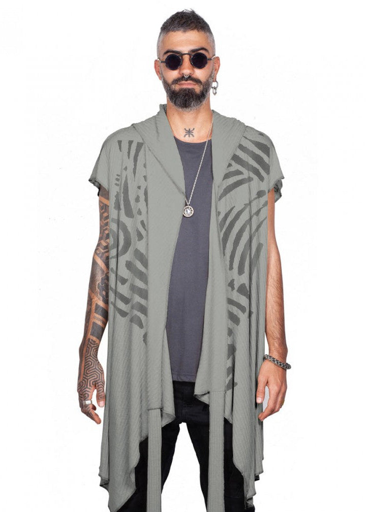 SAND UNISEX TRIBE Kimono Vest In Sand-Stone