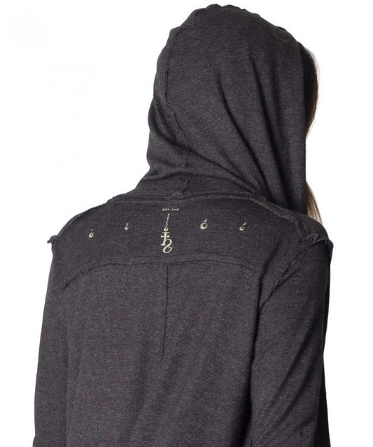 CRIME WO Long Sleeve Hooded Duster Cardigan In Black