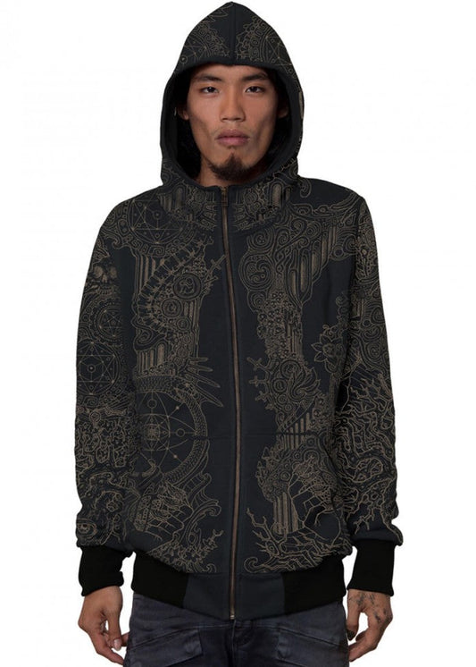 PERSEPHONE Zipped Hooded Jacket In Black