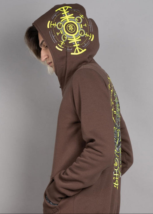 Psychotoad Zipped Hooded Jacket In Brown