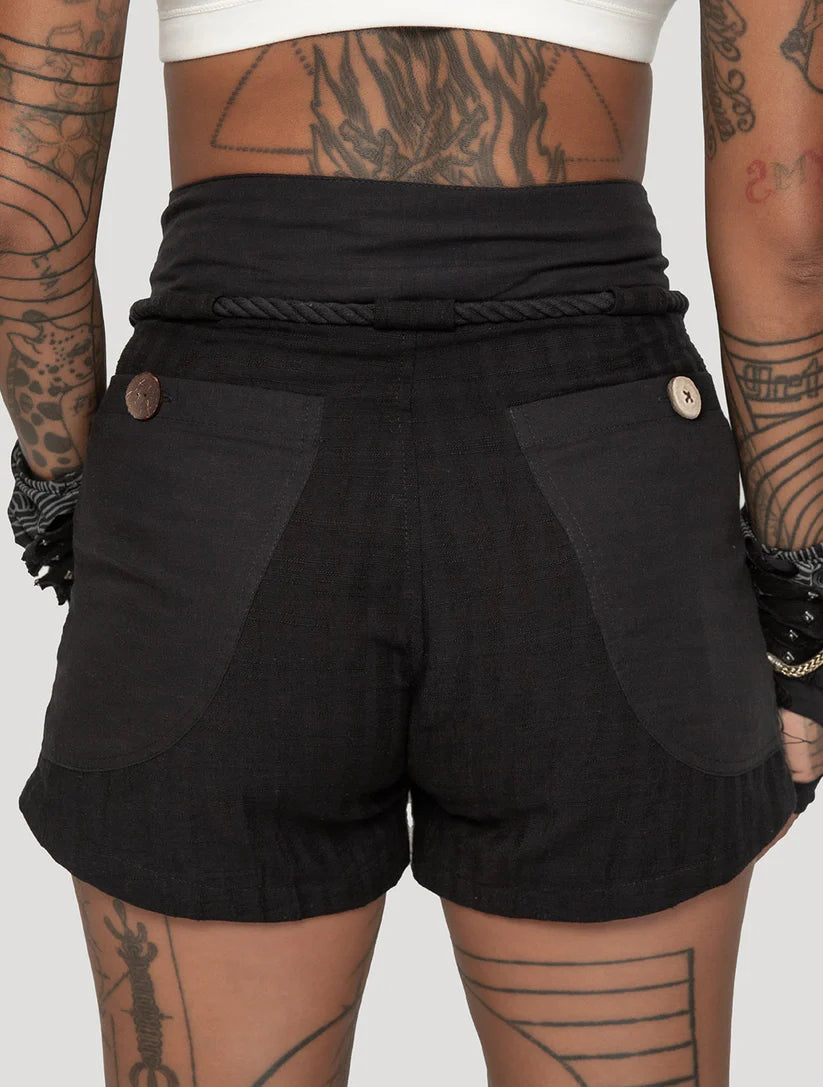 Hera Linen Shorts - Black