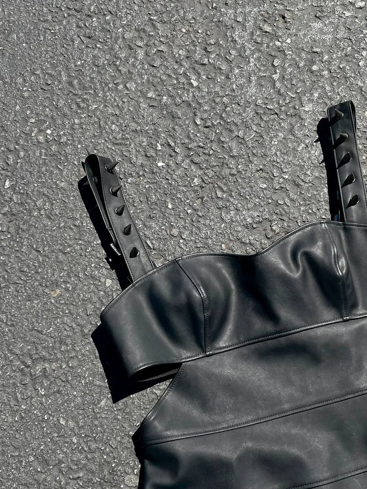 Sin Theory Vegan Leather Mini Dress – Black