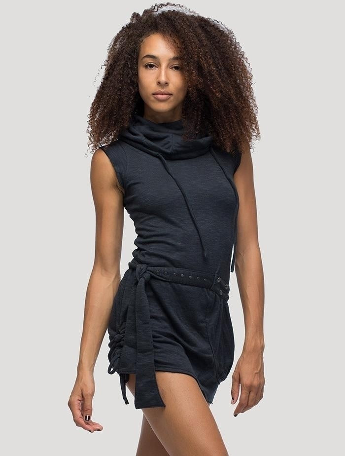 SOBA Short Sleeves Mini Dress In Black