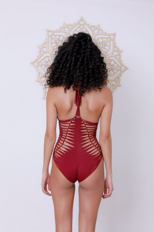 DORIN Burgundy One Piece Swimsuit (Lycra Fabric)