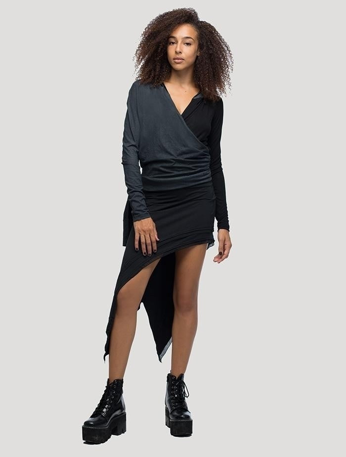 ONNA Wrap Long Sleeve top In Black