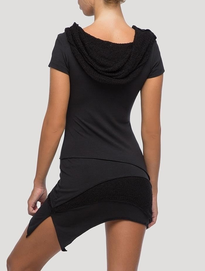 ONESA Short Sleeves Mini Dress In Black