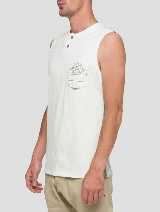 RUNES Sleeveless Tee In Cream