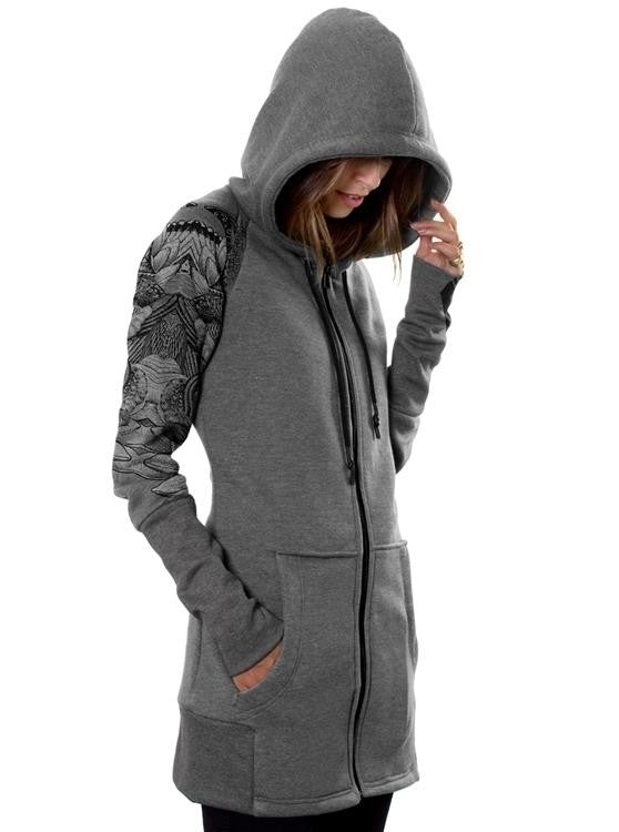 FEATHERS SENSUAL ZIP Hood Sweat In Grey