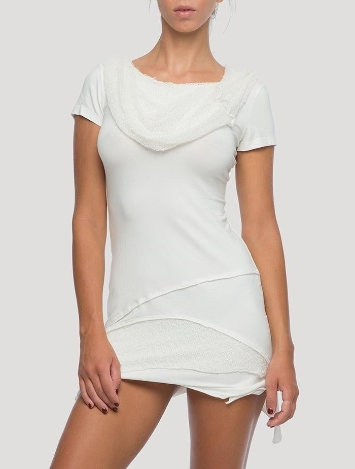 ONESA Short Sleeves Mini Dress In White