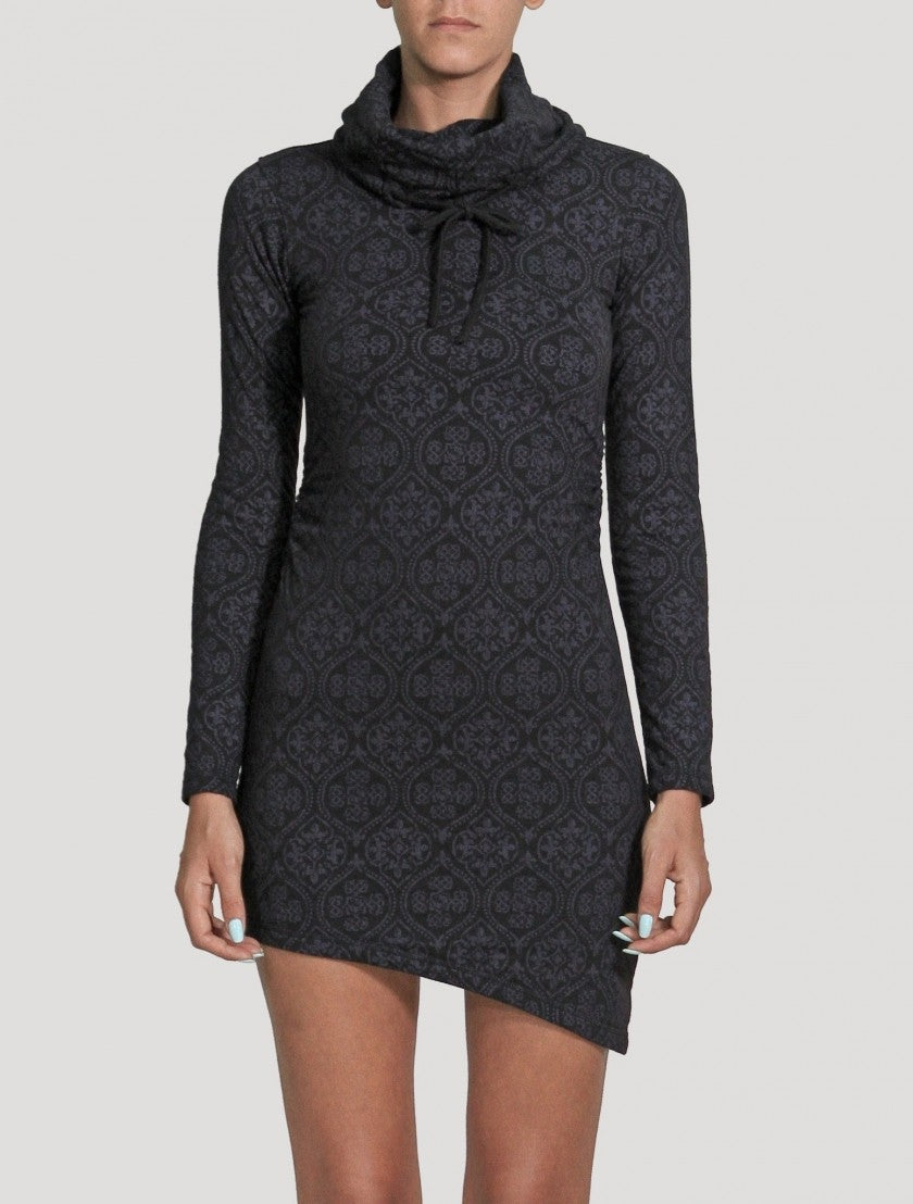 LIVIA Long Sleeves Mini Dress In Black