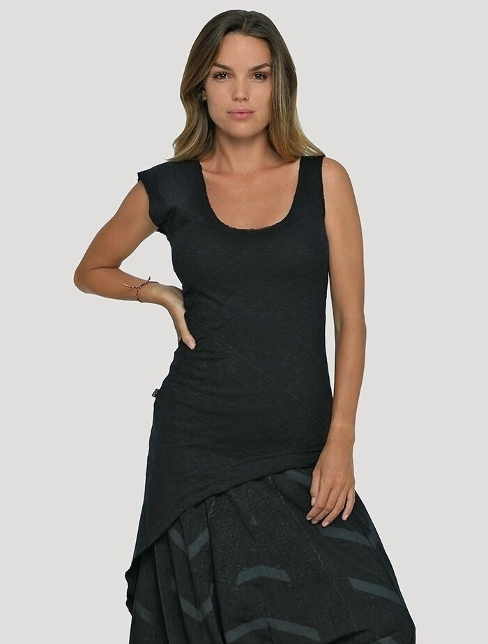 EKA Zip Asymmetrical Tunic In Black