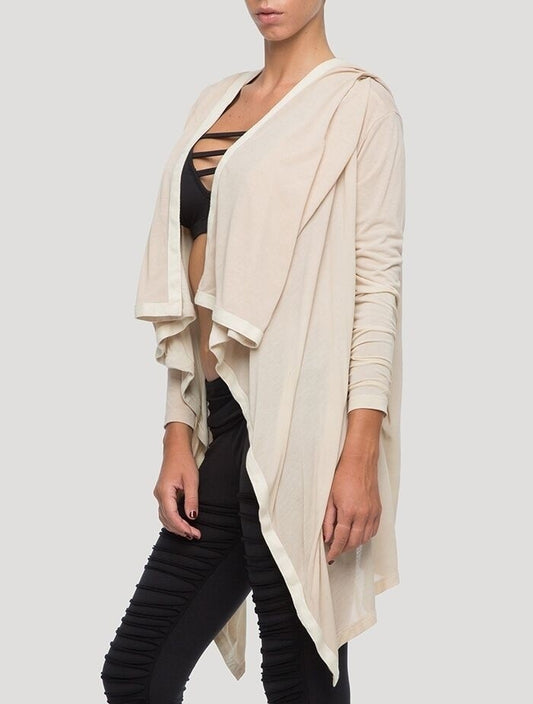YINYANG Hooded Kaftan In Latte Off-White