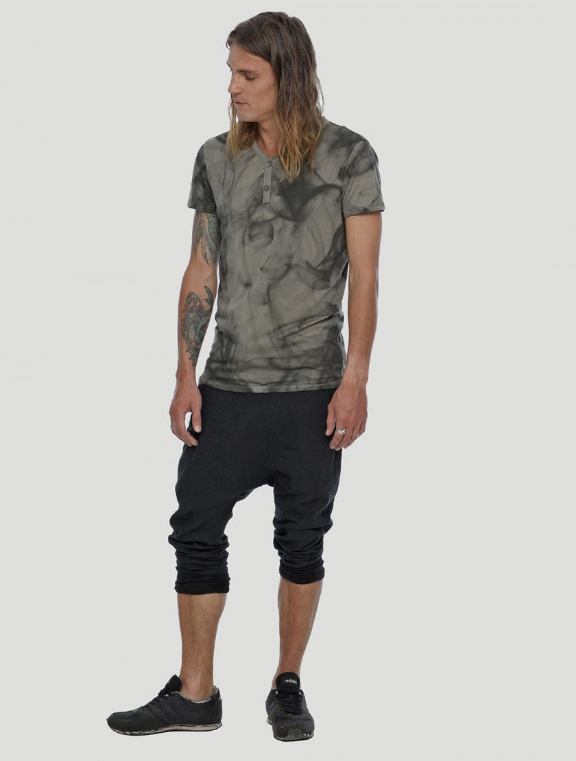 SMOKY HENLEY T-Shirt In Olive