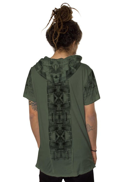 GEOMEISTER Hooded T-Shirt In Olive
