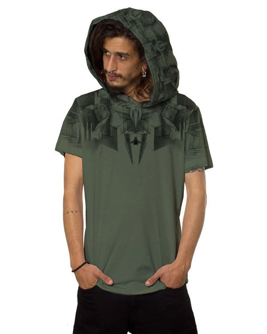 GEOMEISTER Hooded T-Shirt In Olive