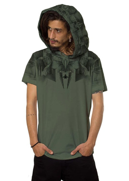 GEOMEISTER Hooded T-Shirt In Olive