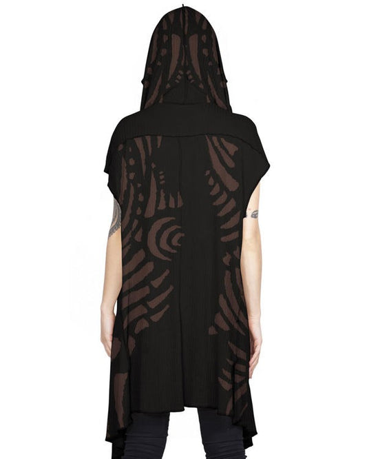 WO SAND TRIBE Kimono Vest In Black