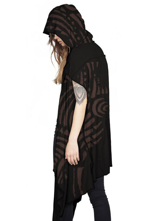 SAND WO TRIBE Kimono Vest In Black