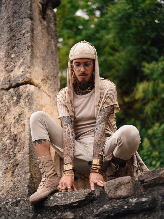 UNISEX SAND TRIBE Kimono Vest In Sand