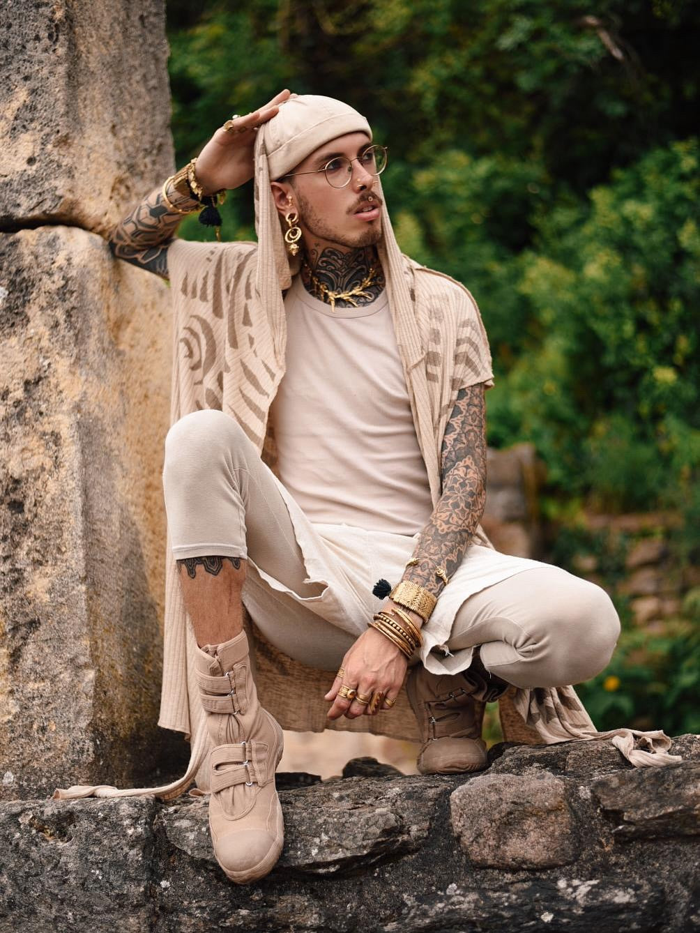 UNISEX SAND TRIBE Kimono Vest In Sand