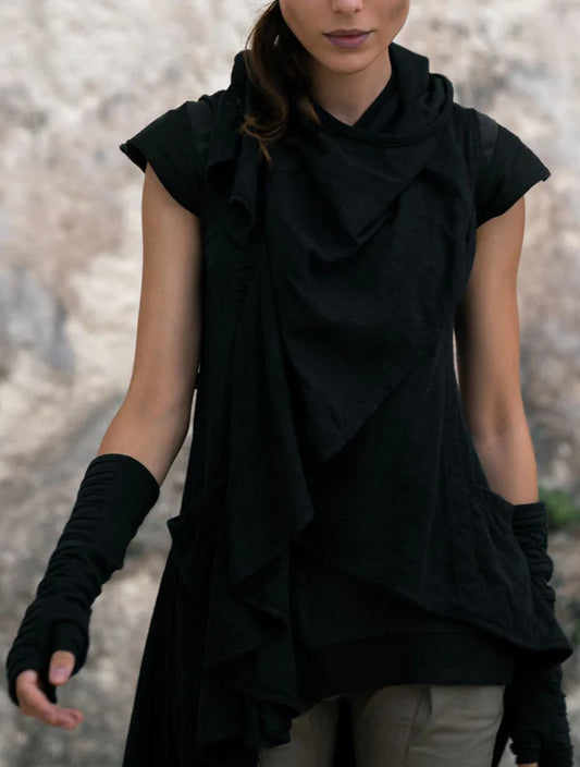 VIRGO Draped Tunic In Black
