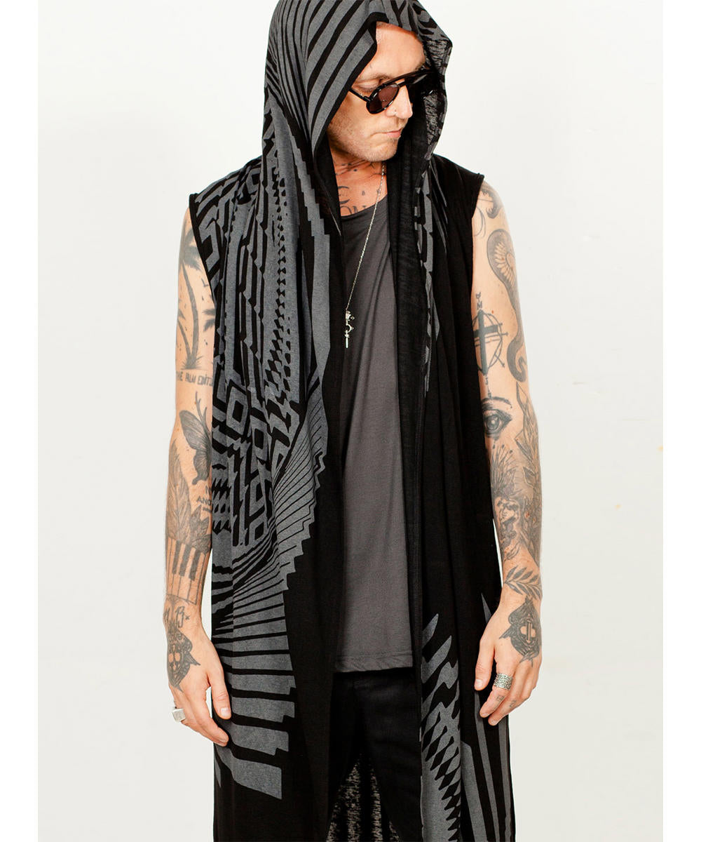UNISEX ATAR Kimono Vest In Black