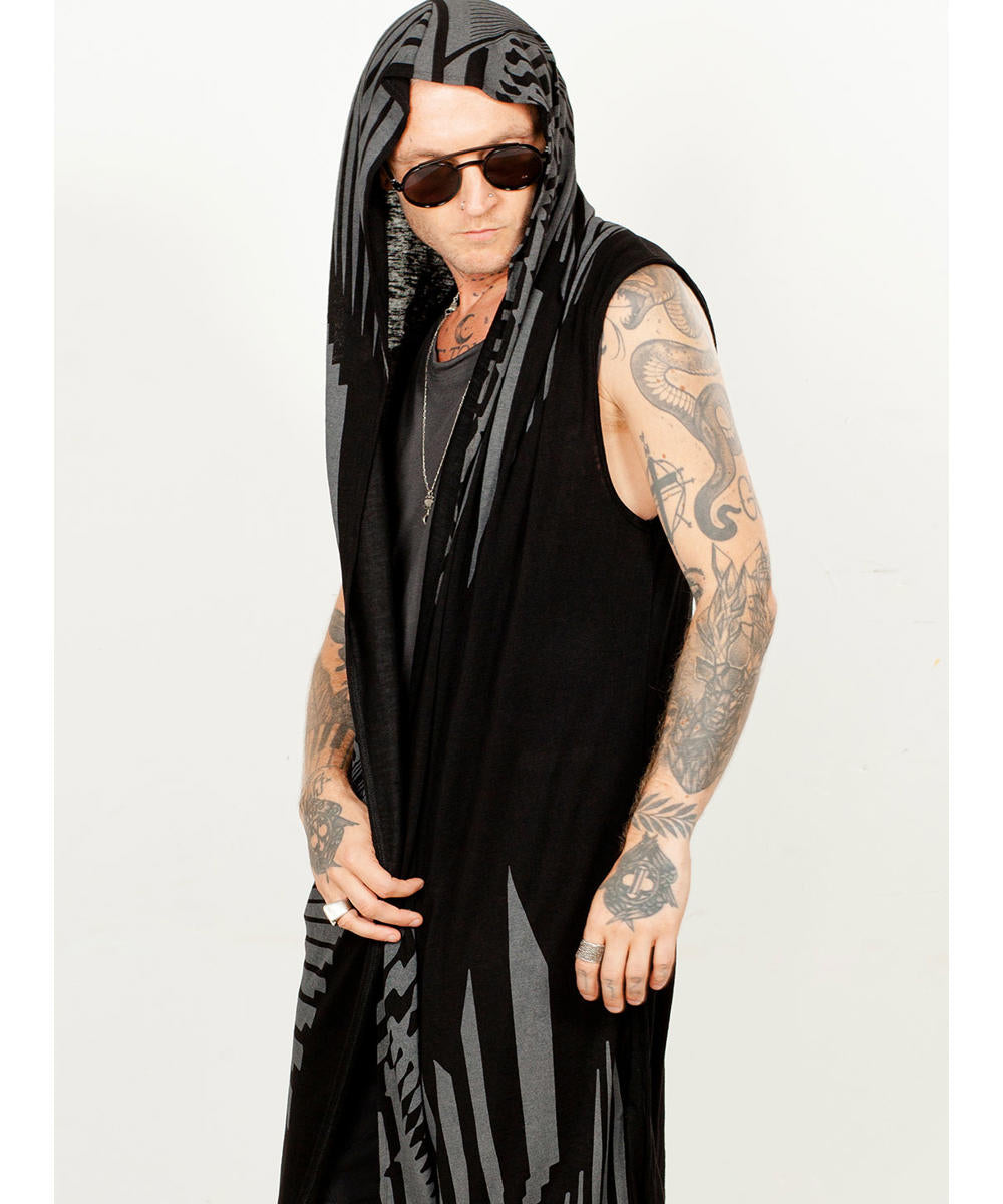 UNISEX ATAR Kimono Vest In Black
