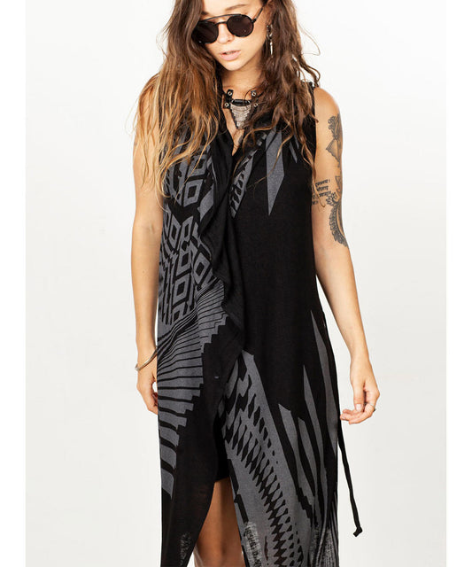 UNISEX ATAR Kimono Vest In Black