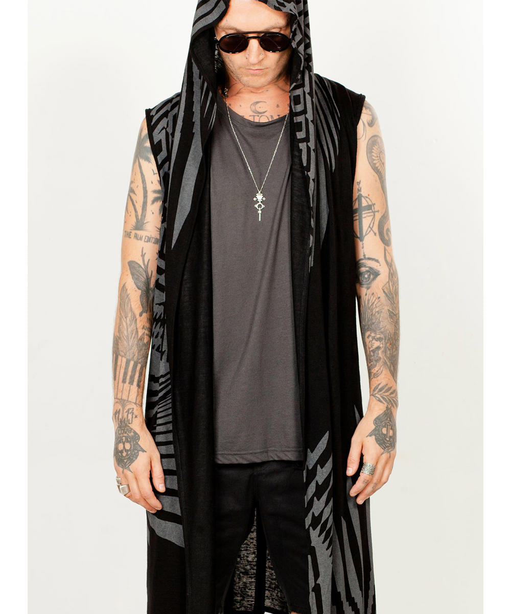 UNISEX ATAR Kimono Vest In Black
