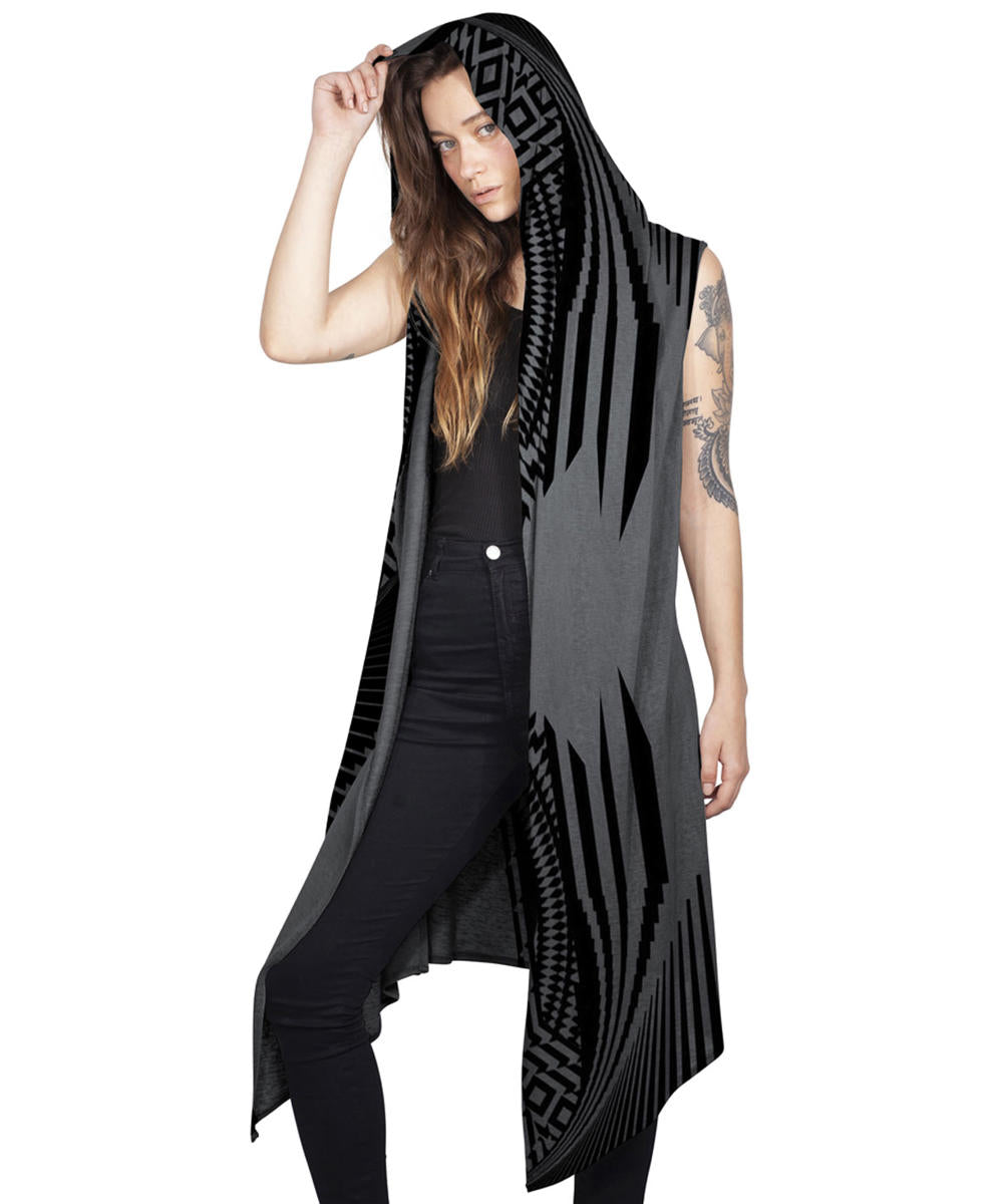 UNISEX ATAR Kimono Vest In Grey