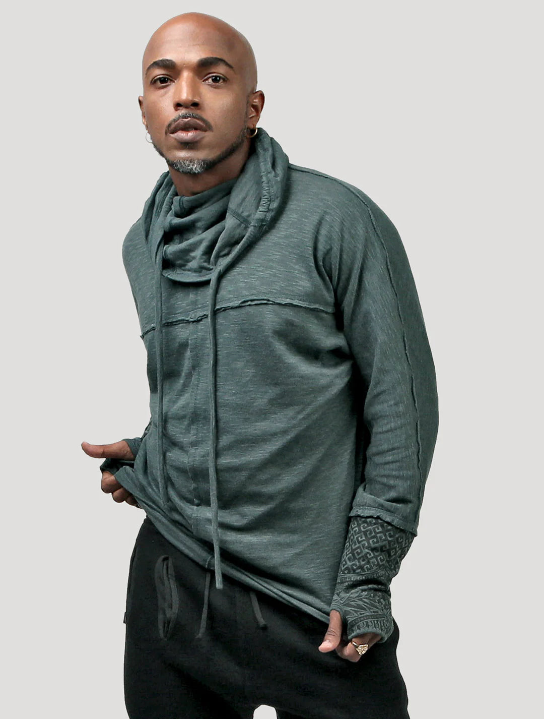 BAGGY SLUB Hoodie Sweater In Teal