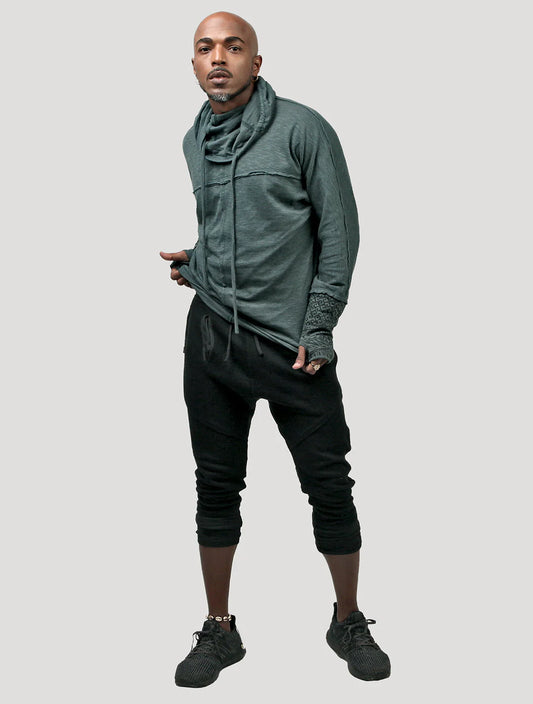 BAGGY SLUB Hoodie Sweater In Teal