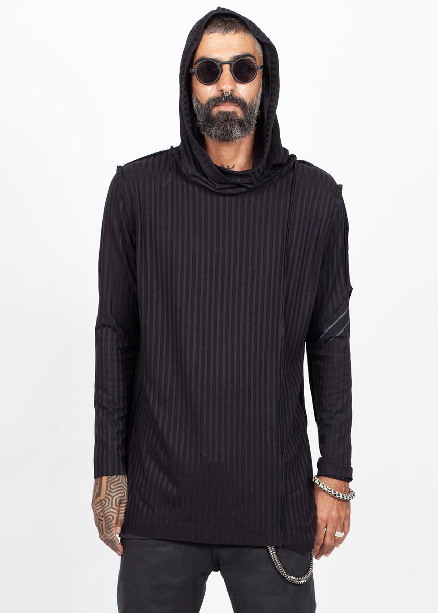 CATALIST UNISEX Hooded Long Shirt In Black