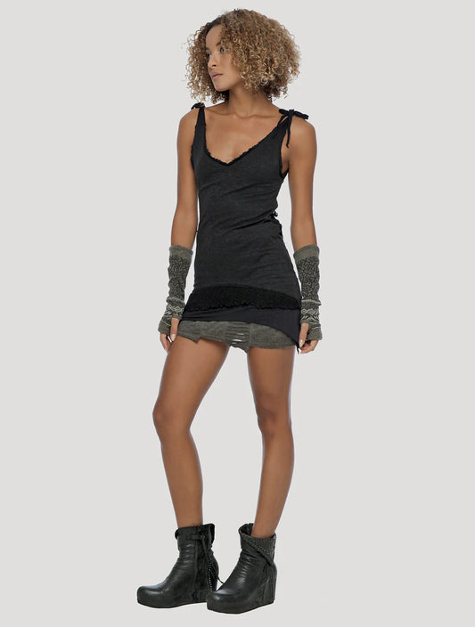 CHICA RMS Adjustable Sleeveless Tunic In Black