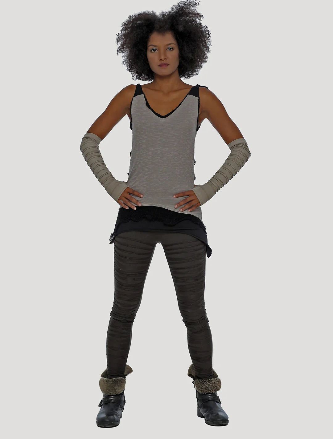 JIKO Foldover Long Leggings In Olive - Noir